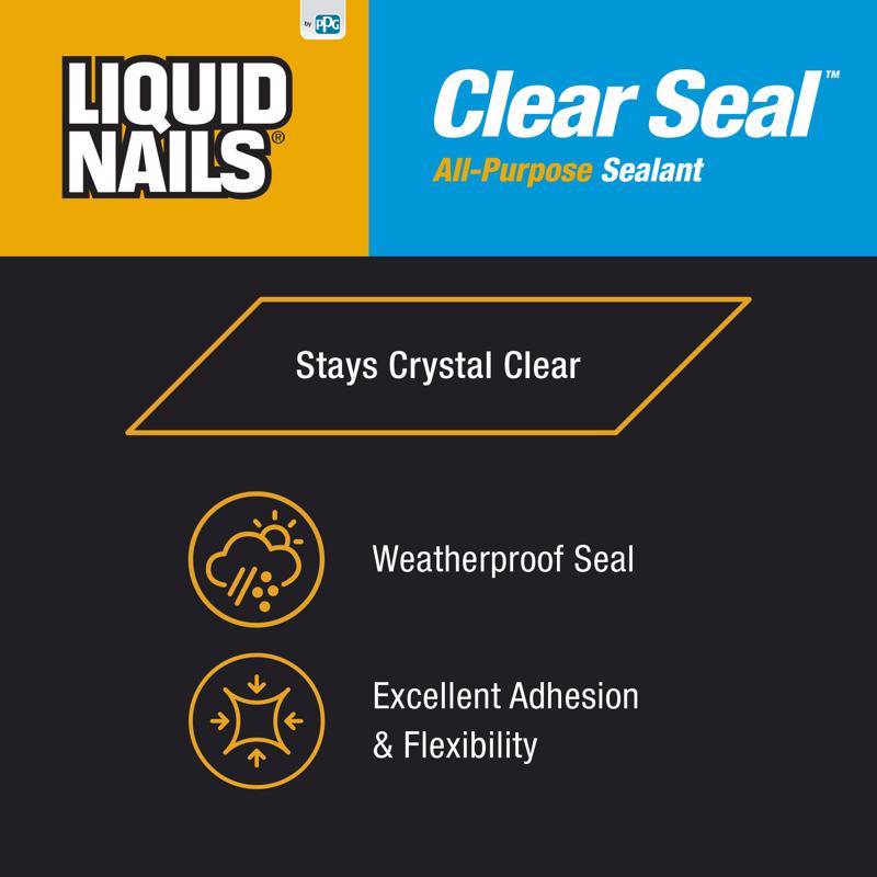 Liquid Nails Low Strength Rubber Clear Sealant 5.5 oz, Pack of 6