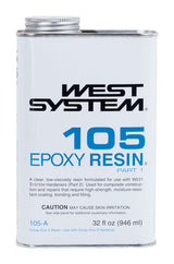 West System 105 Resin Extra Strength Epoxy Clear Epoxy Resin 32 oz, Pack of 4