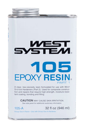 West System 105 Resin Extra Strength Epoxy Clear Epoxy Resin 32 oz, Pack of 4