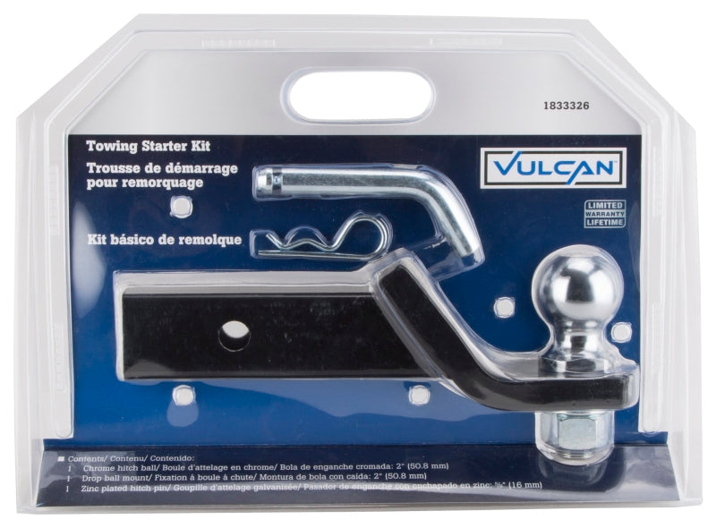 Vulcan HBB03 Hitch Kit, Steel, Silver/Black, Chrome/Powder Coated/Zinc Plated, For: Trailer Towing, 3 -Piece