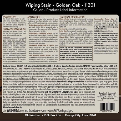 Old Masters Semi-Transparent Golden Oak Oil-Based Wiping Stain 1 gal, Pack of 2