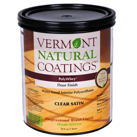 Vermont Natural Coatings PolyWhey Satin Clear Water-Based Floor Finish 1 qt, Pack of 6