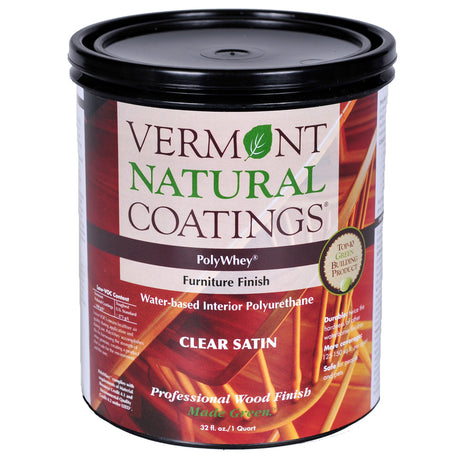 Vermont Natural Coatings PolyWhey Satin Clear Water-Based Furniture Finish 1 qt, Pack of 6