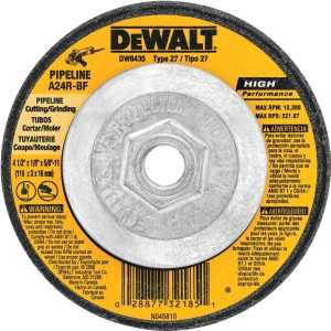 DEWALT DW8435 Grinding Wheel, 4-1/2 in Dia, 1/8 in Thick, 5/8-11 in Arbor, 24 Grit, Very Coarse, Aluminum Oxide Abrasive