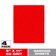 Diablo 9 in. L X 11 in. W 60 Grit Aluminum Oxide Sanding Sheet 4 pk