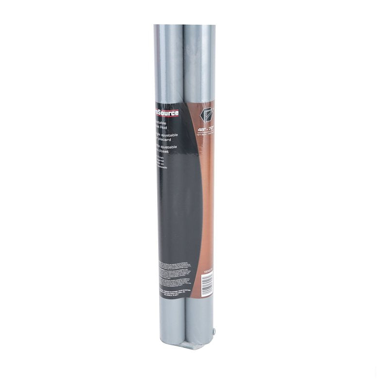 ProSource 21014ZCX-PS Adjustable Closet Rod, 48 to 72 in L, Steel, Silver