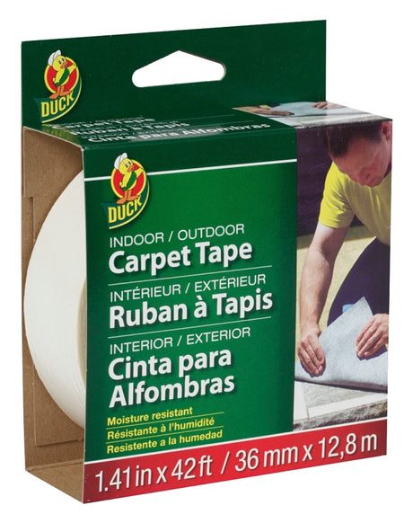 Duck 392907 Carpet Tape, 42 ft L, 1.41 in W, Fiberglass Backing, White