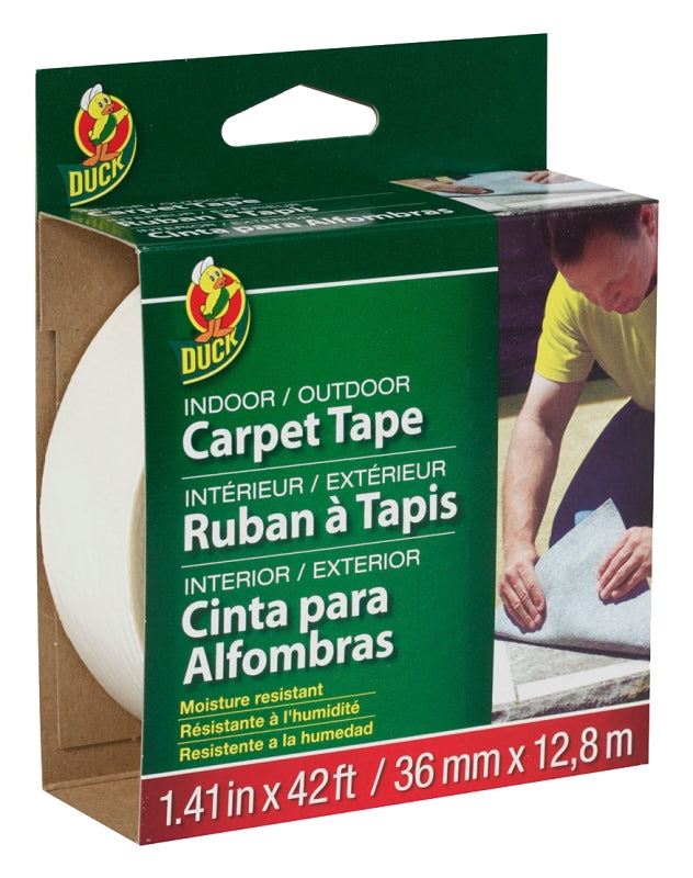 Duck 392907 Carpet Tape, 42 ft L, 1.41 in W, Fiberglass Backing, White