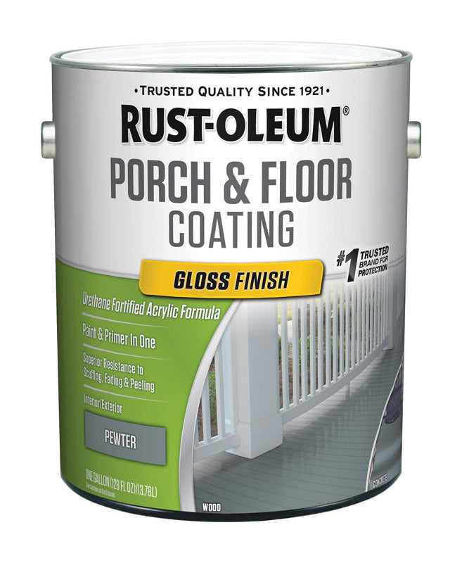 Rust-Oleum Porch & Floor Gloss Pewter Porch and Floor Paint+Primer 1 gal, Pack of 2