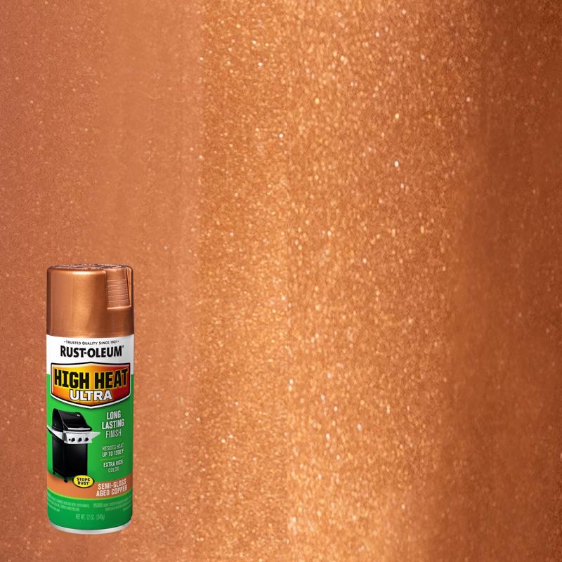 Rust-Oleum Specialty Semi-Gloss Aged Copper Ultra High Heat Spray 12 oz, Pack of 6
