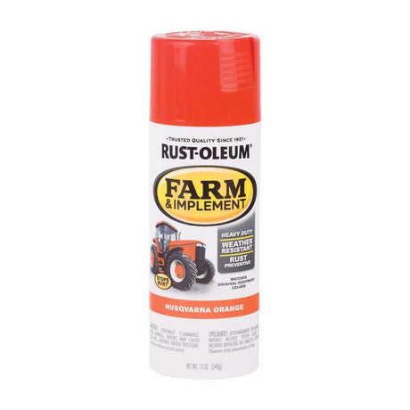 Rust-Oleum Farm & Implement Gloss Husqvarna Orange Spray Paint 12 oz, Pack of 6