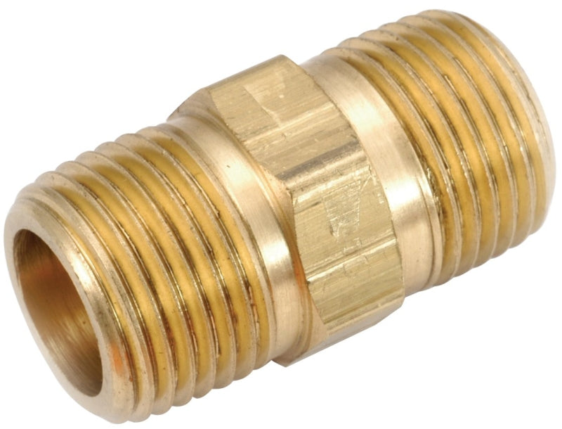 Anderson Metals 756122-04 Pipe Nipple, 1/4 in, MPT, Brass, 1000 psi Pressure, 1 in L