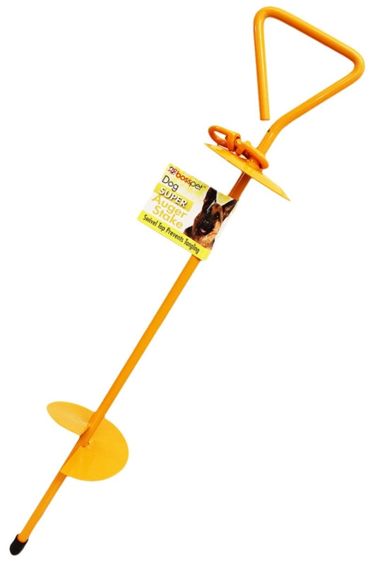 Guardian Gear 01313 Super Stake, Auger, 24 in L Belt/Cable, Steel, Bright Yellow