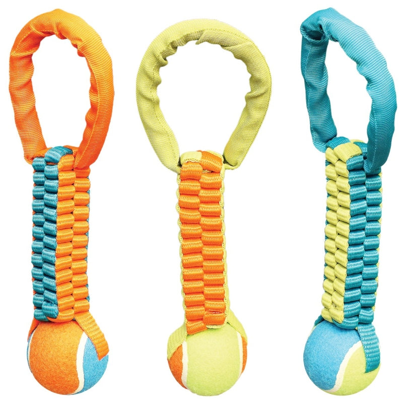 Chomper WB15525 Dog Toy, Braided Tennis Ball Tug Toy, Nylon