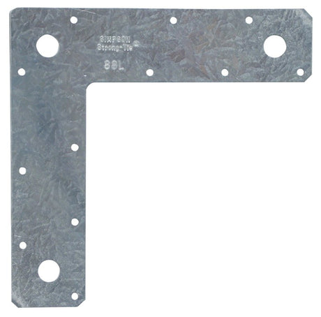 Simpson Strong-Tie L 88L L-Strap, 8 in L, 2 in W, Steel, Galvanized, Fastening Method: Nail, Pack of 10