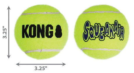 Kong SqueakAir AST1 Dog Toy, Squeaker, L, Ball, Yellow, 10.8 in H x 4.3 in W x 3.3 in D, 2/PK