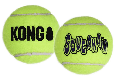 Kong SqueakAir AST1 Dog Toy, Squeaker, L, Ball, Yellow, 10.8 in H x 4.3 in W x 3.3 in D, 2/PK