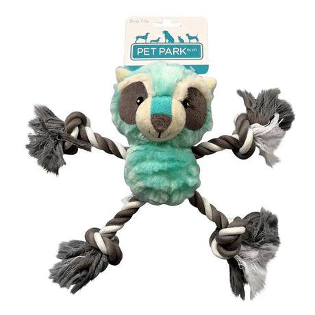 Boss Pet Pet Park Blvd US2261 13 Dog Toy, Chew, Fetch Toy, Tugger Raccoon, Plush/Rope