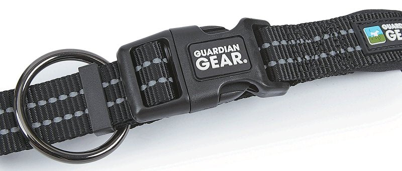 Guardian Gear ZA0006 24 30 Dog Collar, O-Ring Link, 24 to 30 in L Collar, Nylon, Jet Black