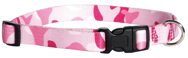 Casual Canine ZA6741 14 75 Dog Collar, D-Ring Link, 14 to 20 in L Collar, 5/8 in W Collar, Nylon, Pink Camo