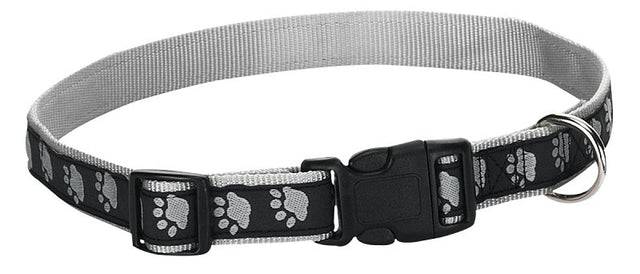 Casual Canine ZA8871 10 17 Dog Collar, 10 to 16 in L Collar, 5/8 in W Collar, Nylon, Black, Two Tone Paw Print
