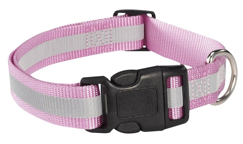 Guardian Gear ZA984 06 75 Dog Collar, 6 to 10 in L Collar, 3/8 in W Collar, Nylon, Pink, Reflective Taping