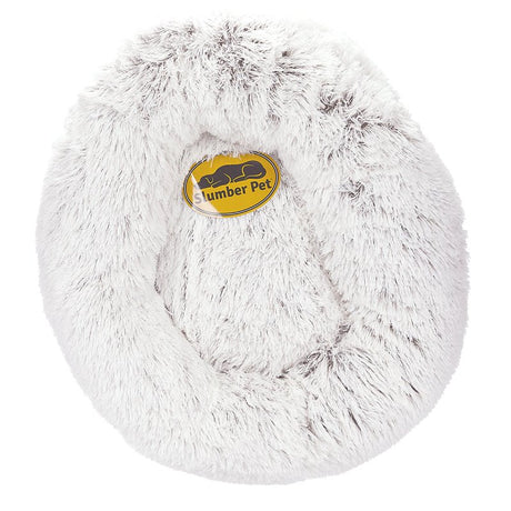 Slumber Pet ZW1652 18 11 Plush Cuddler Bed, 18 in L, 11 in W, Round, Bumper Style Pattern, Polyester Cover, Cream