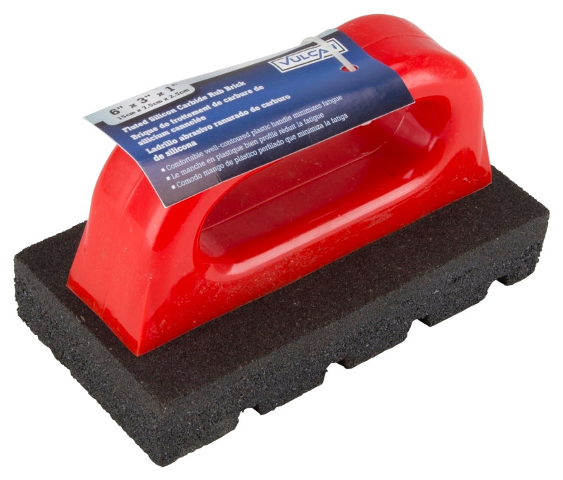 Vulcan 310813L Rubbing Brick, 1 in Thick Blade, Silicone Carbide Abrasive, Plastic Handle