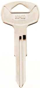 Hy-Ko 11010DA23 Automotive Key Blank, Brass, Nickel, For: Nissan Vehicle Locks, DA23 Key Number, Pack of 10