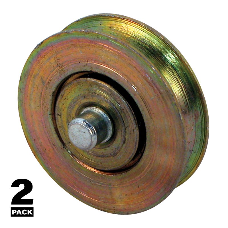 Prime-Line D 1765 Door Roller with Axle, 1-1/4 in Dia Roller, 5/16 in W Roller, Steel, Yellow, 2-Roller