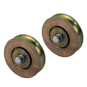 Prime-Line D 1765 Door Roller with Axle, 1-1/4 in Dia Roller, 5/16 in W Roller, Steel, Yellow, 2-Roller