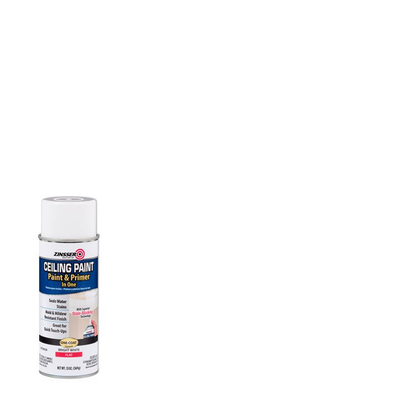 Zinsser Flat Bright White Water-Based Ceiling Paint and Primer in One Interior 13 oz, Pack of 6