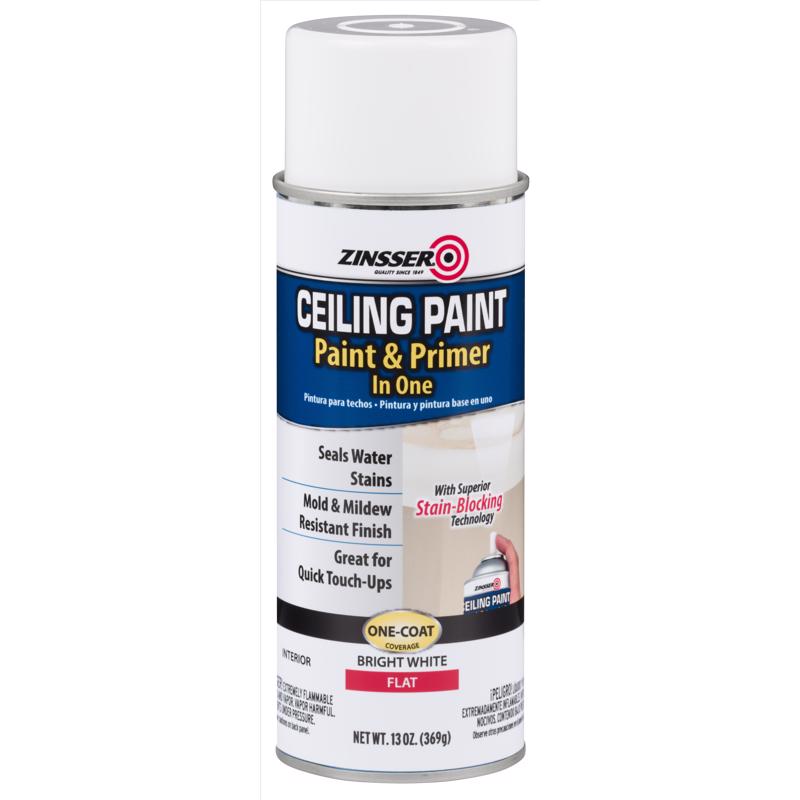 Zinsser Flat Bright White Water-Based Ceiling Paint and Primer in One Interior 13 oz, Pack of 6