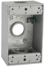 Hubbell 5324-5 Weatherproof Box, 18.3 cu-in, 3-Outlet, 1-Gang, Aluminum, Powder-Coated, Gray