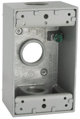 Hubbell 5324-5 Weatherproof Box, 18.3 cu-in, 3-Outlet, 1-Gang, Aluminum, Powder-Coated, Gray