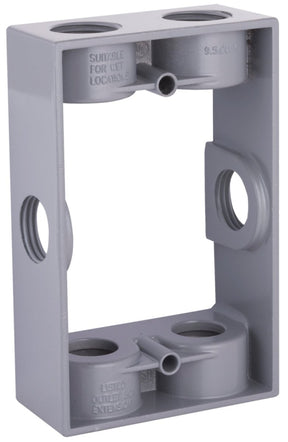 Bell Outdoor 5400-5 Extension Adapter with Lug, 5-1/4 in L, 3-1/2 in W, 1-Gang, 6-Knockout, Die-Cast Aluminum, Gray