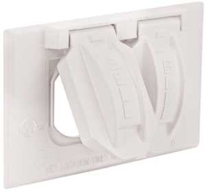 Hubbell 5180-6 Cover, Flip, Snap, 2-13/16 in L, 4-9/16 in W, 1-Gang, Metal, White, Powder-Coated, 6/CD