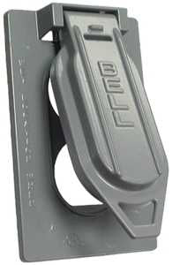 Hubbell 5146-5 Cover, Flip, Snap, 4-9/16 in L, 2-13/16 in W, 1-Gang, Aluminum, Gray, Powder-Coated, 6/CD