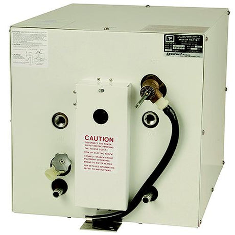 Seaward F1100W 120V AC 11 Gallon Water Heater With Front Heat Exchanger, White Epoxy Coated Aluminum Exterior