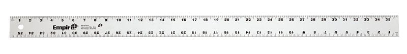 Empire 4003 Straight Edge Ruler, 36 in L, 2 in W, Inch Graduation, Aluminum, 2 in W