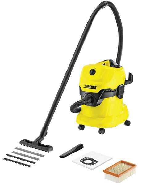 Karcher WD4 Series 1.348-115.0 Wet and Dry Vacuum Cleaner, 5.3 gal, 74 dBA, Pleated, 1800 W, 120 V
