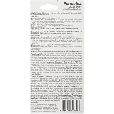 Permatex Ultra Red 81630 Gasket Maker, 3.35 oz, Paste