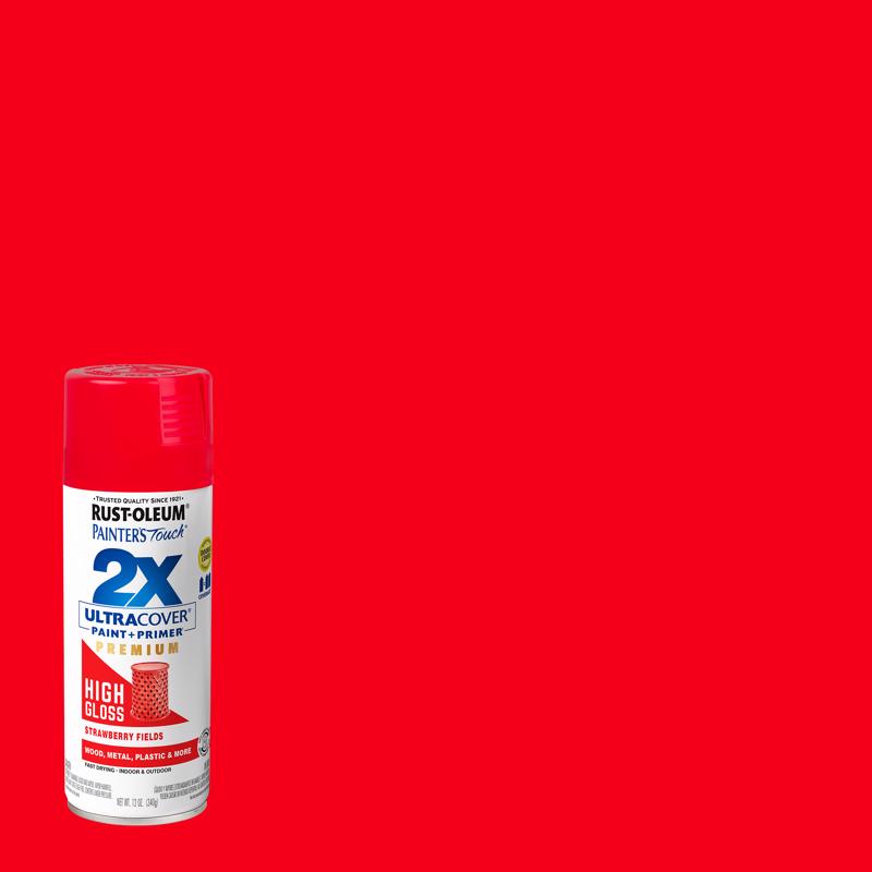 Rust-Oleum Painter's Touch 2X High-Gloss Strawberry Fields Spray Paint 12 oz, Pack of 6