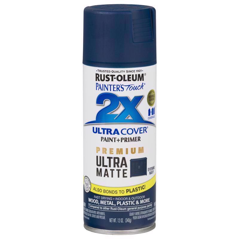 Rust-Oleum Painter's Touch Ultra Matte Evening Navy Paint+Primer Spray Paint 12 oz, Pack of 6