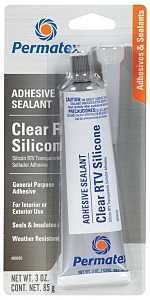 Permatex 80050 Silicone Adhesive Sealant, Clear, 3 oz Tube, Paste, Acetic Acid