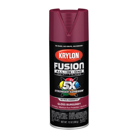 Krylon Fusion All-In-One Gloss Burgundy Paint+Primer Spray Paint 12 oz, Pack of 6