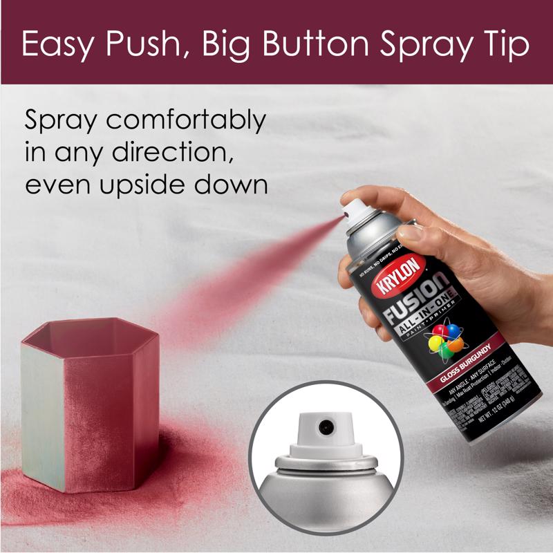 Krylon Fusion All-In-One Gloss Burgundy Paint+Primer Spray Paint 12 oz, Pack of 6