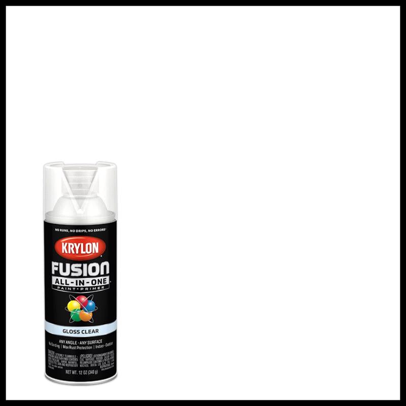 Krylon Fusion All-In-One Gloss Clear Paint+Primer Spray Paint 12 oz, Pack of 6
