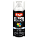 Krylon Fusion All-In-One Gloss Clear Paint+Primer Spray Paint 12 oz, Pack of 6