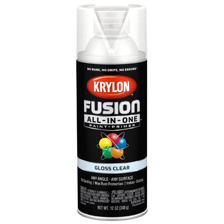 Krylon Fusion All-In-One Gloss Clear Paint+Primer Spray Paint 12 oz, Pack of 6